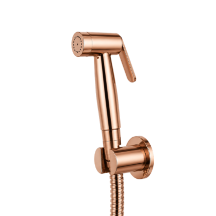 ROSE GOLD FINISH Brass Health Faucet Set with Nylon Braided Tube 1 Meter & Hook
