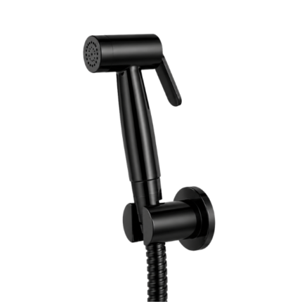 BLACK FINISH Brass Health Faucet Set with Nylon Braided Tube 1 Meter & Hook