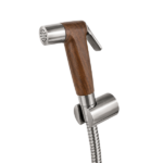 WOODEN FINISH C.P Health Faucel Set with Pullout Tube & Hook