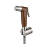 WOODEN FINISH C.P Health Faucel Set with Pullout Tube & Hook - Image 2