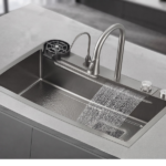 S.S Smart Kitchen Sink eith Water Fal.Pull out Mixer & Glass Rinser